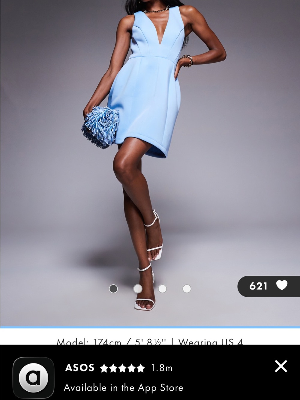 ASOS Light Blue Sleeveless Mini Dress with Back Cutout